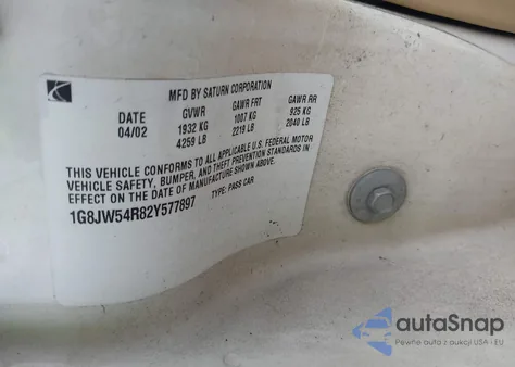 2002 Saturn L-Series L300 из США, поврежденный, VIN 1G8JW54R82Y577897